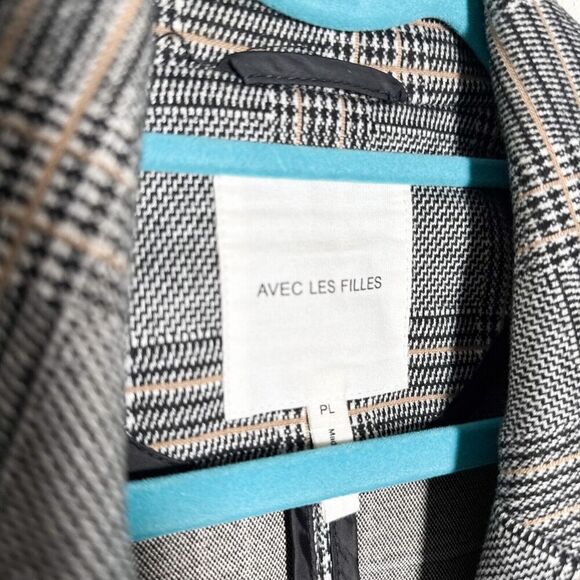 Anthropologie Avec Les Filles Longline Plaid Black Blazer Size PL - Picture 3 of 13